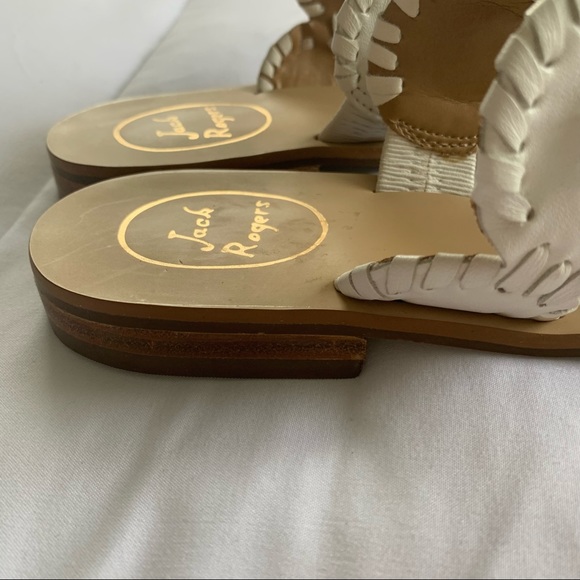 JACK ROGERS White & Gold Lauren Sandal - Picture 10 of 15
